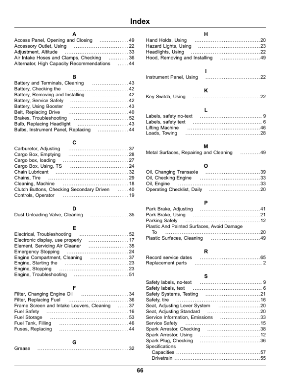 John Deere TS Gator Utility Vehicles Operator’s Manual (OMUC20366) Workshop Guide
