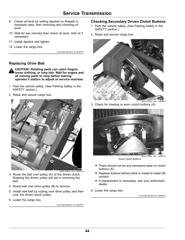 John Deere TX Turf Gator Utility Vehicles (FJ400 Kawasaki Gas Engine) Operator’s Manual (OMUC20368) Workshop Guide