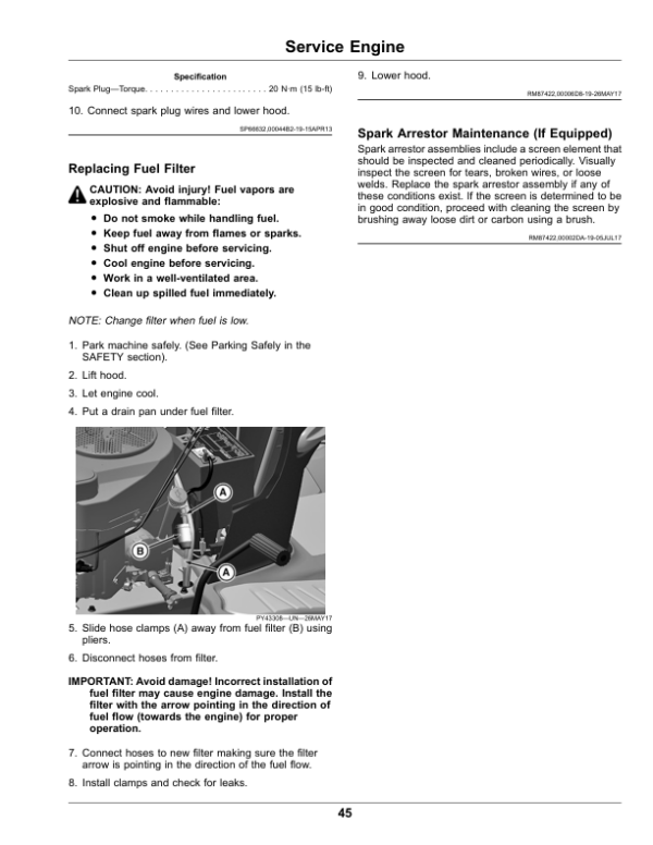 John Deere S240 Riding Lawn Tractors (850001-880000) Operator’s Manual (OMUC20530) Workshop Guide