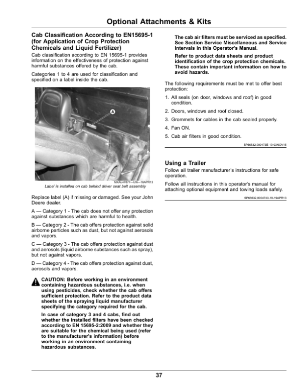 John Deere TX Gator Utility Vehicles (Kawasaki FH601 Gas Engine) Operator’s Manual (OMUC21268) Workshop Guide