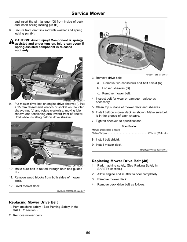 John Deere S240 Riding Lawn Tractor (900001-) (North American) Operator’s Manual (OMUC23732) Workshop Guide