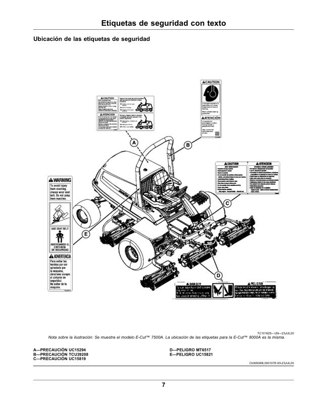 John Deere 7500A, 8000A E-Cut Hybrid Fairway Mowers (Export Edition) Operator’s Manual (OMUC24626) Workshop Guide