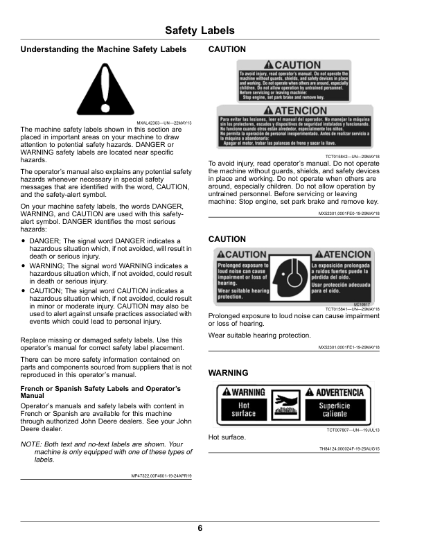 John Deere W36R, W48R, W52R, W61R Commercial Walk Behind Mower (020001-) Operator’s Manual (OMUC24813E) Workshop Guide