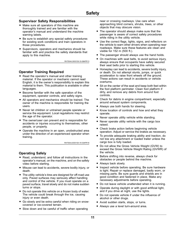John Deere TH 6X4 Gas Gator Utility Vehicles (160001-) Operator’s Manual (OMUC26259) Workshop Guide