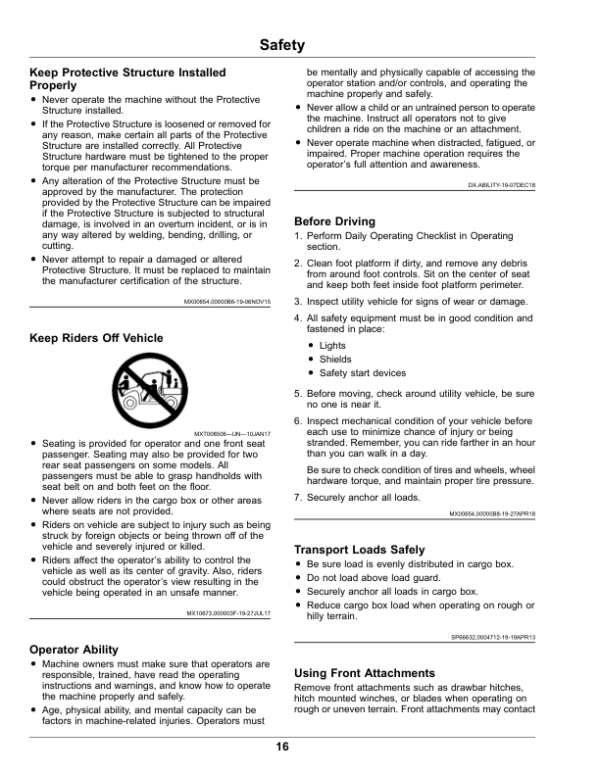 John Deere HPX615E Gator Utility Vehicles (050001-) (North America) Operator’s Manual (OMUC26792) Workshop Guide