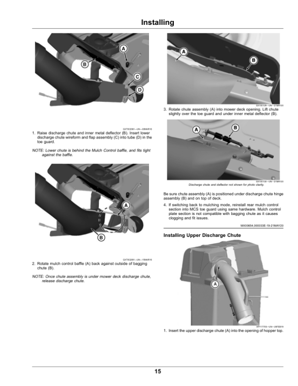 John Deere 2-Bag Material Collection System for 42- Inch Accel Deep Mower Decks on S200 Series Lawn Tractors (North American) Operator’s Manual (OMUC26917) Workshop Guide