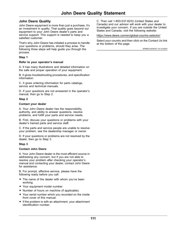 John Deere 1550, 1570, 1575, 1580, 1585 Series TerrainCut Front Mowers (070001-) Operator’s Manual (OMUC26994) Workshop Guide