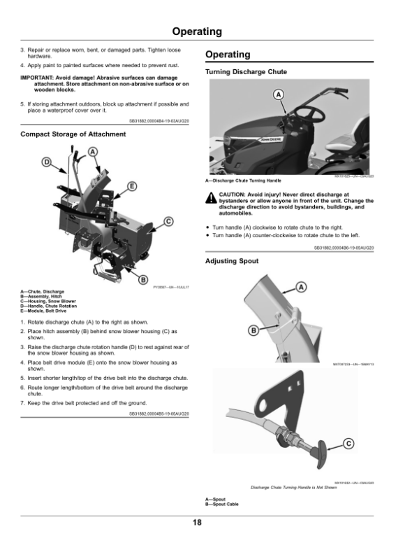 John Deere 44-Inch Snow Blower for 100 Series, 200 Series Tractors (North American) Operator’s Manual (OMUC27097) Workshop Guide