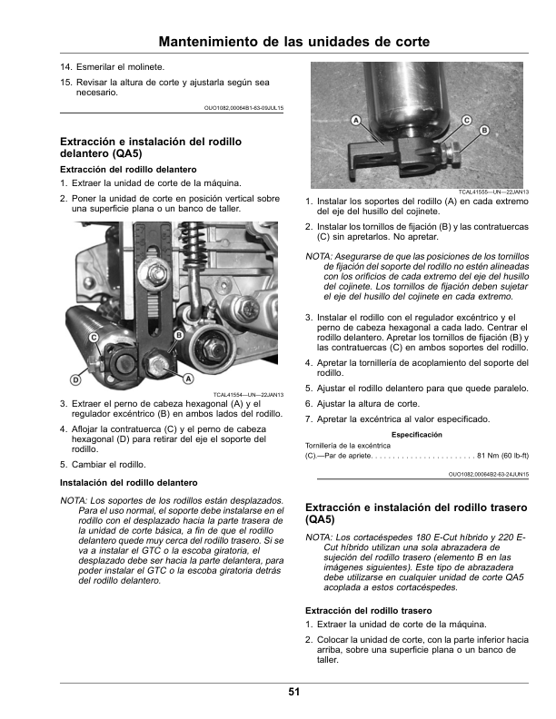 John Deere 180 E-Cut, 220 E-Cut Hybrid Walk Greens Mower (North American) Operator’s Manual (OMUC27590) Workshop Guide