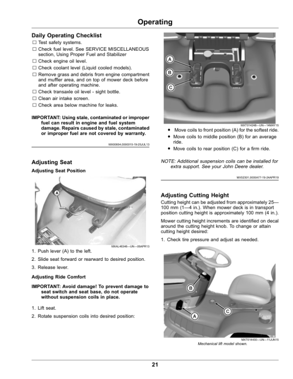 John Deere Select Series Tractors X570, X580, X584, X590 (170001-) (North American) Operator’s Manual (OMUC29736) Workshop Guide