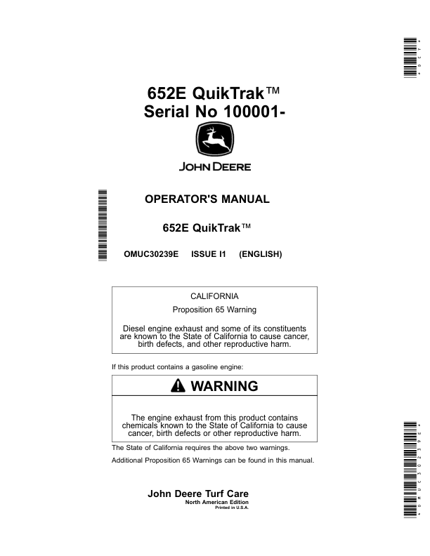 John Deere 652E QuikTrak (100001-) (North American) Operator’s Manual (OMUC30239E) Workshop Guide