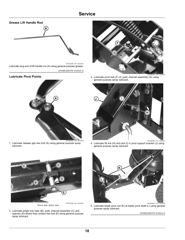 John Deere 46-Inch Blade For 100 & 200 Series Tractors (Export Edition) Operator’s Manual (OMUC30508E) Workshop Guide