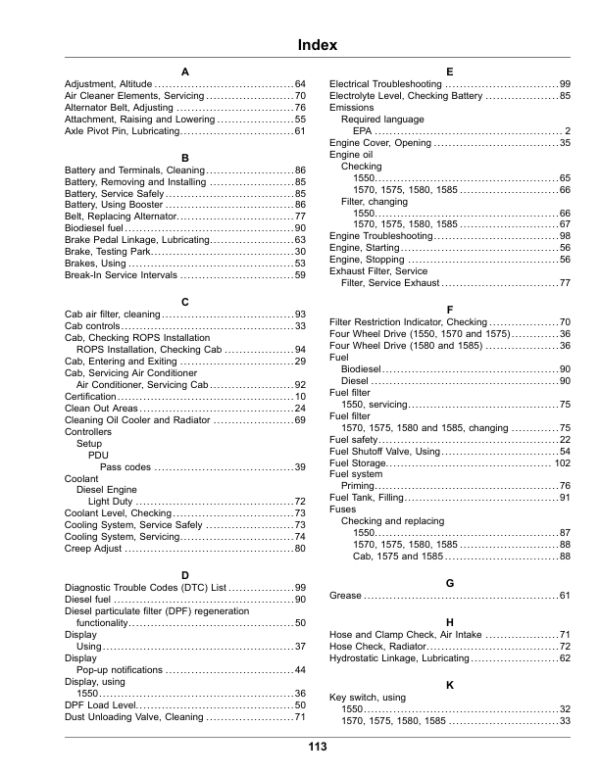 John Deere TerrainCut Front Mowers 1550, 1570, 1575, 1580, 1585 (080001-100000) (North American) Operator’s Manual (OMUC30513E) Workshop Guide