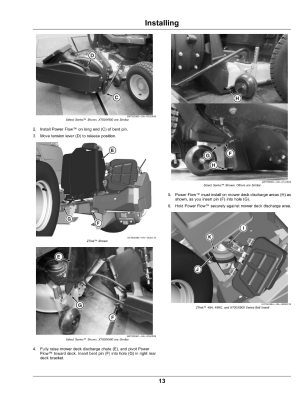 John Deere Power Flow High Performance for 48 Inch, 54 Inch Accel Deep, 48 Inch High Capacity Edge Mower DecksSerial Number (120001-) (Export Edition) Operator’s Manual (OMUC31201E) Workshop Guide