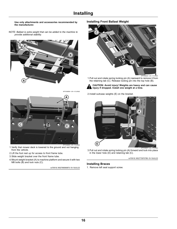John Deere 2-Bag Material Collection System for 42-Inch, 48-Inch, 54-Inch Accel Deep Mower Decks on Z300 Series ZTrak (North American) Operator’s Manual (OMUC32588E) Workshop Guide
