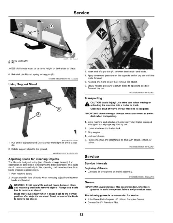 John Deere Front Mower 60 Inch Front Blade (060001-) (Export Edition) Operator’s Manual (OMUC35192) Workshop Guide