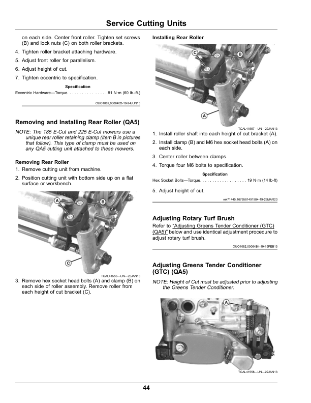 John Deere 185 E-Cut Electric, 225 E-Cut Electric Walk Greens Mower (010001-) (North America Edition) Operator’s Manual (OMUC36026) Workshop Guide