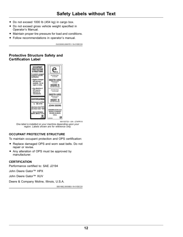 John Deere HPX615E Gator Utility Vehicles (060001-) (North American) Operator’s Manual (OMUC36896) Workshop Guide