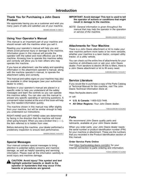 John Deere TerrainCut Front Mowers 1550, 1570, 1575, 1580, 1585 Series (100001-) (North American) Operator’s Manual (OMUC37521E) Workshop Guide