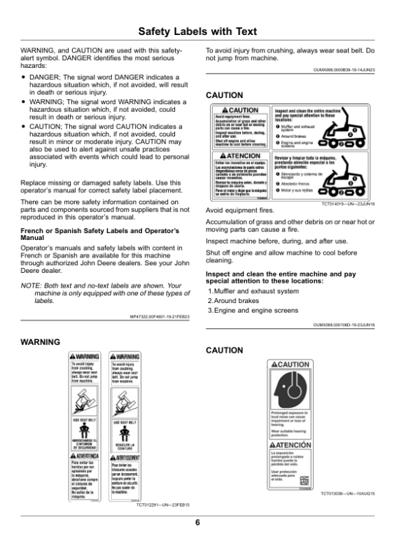 John Deere 6080A, 6500A, 6700A, PrecisionCut Fairway Mowers (050001-), 6080A, 6500A E-Cut Hybrid Fairway Mowers (040001-) (North American) Operator’s Manual (OMUC37545E) Workshop Guide