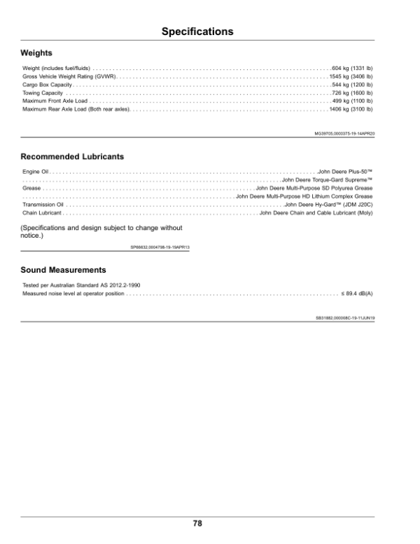 John Deere TH 6X4 Diesel Gator Utility Vehicles (200001-) (North America) Operator’s Manual (OMUC39402) Workshop Guide