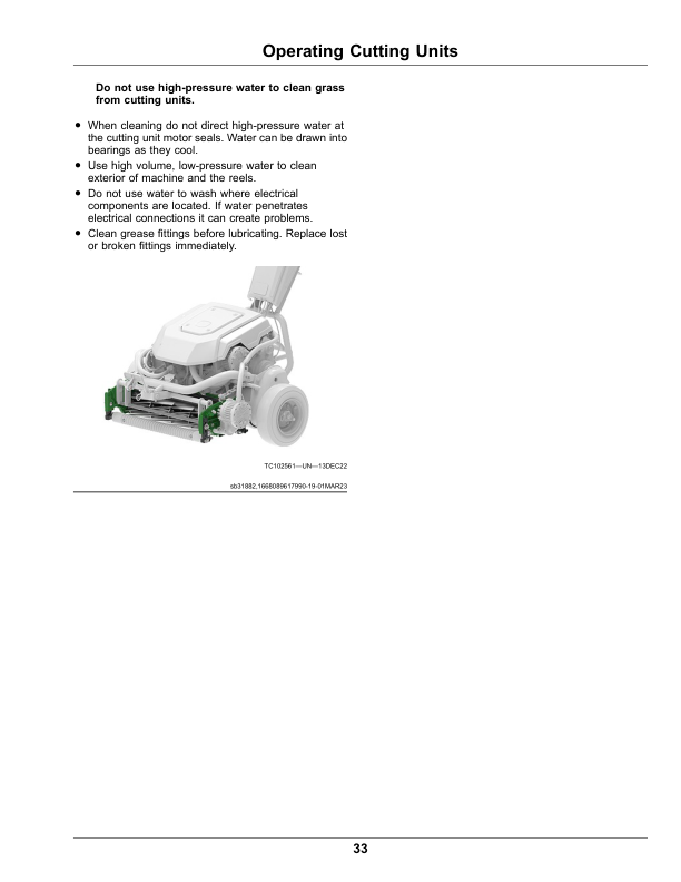 John Deere 185 E-Cut Electric, 225 E-Cut Electric Walk Greens Mower Serial Number 20001- Operator’s Manual (OMUC40662) Workshop Guide
