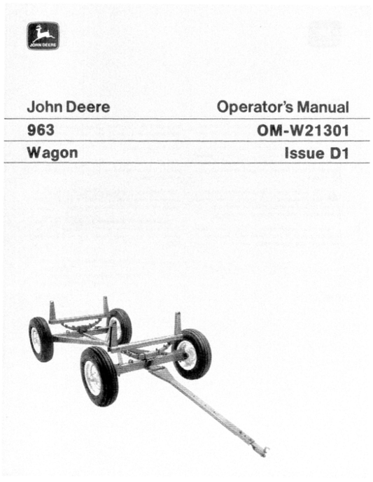 John Deere 963 Wagon Operator’s Manual (OMW21301) Workshop Guide