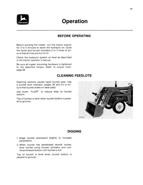 John Deere 75 Loader Operator’s Manual (OMW21459) Workshop Guide
