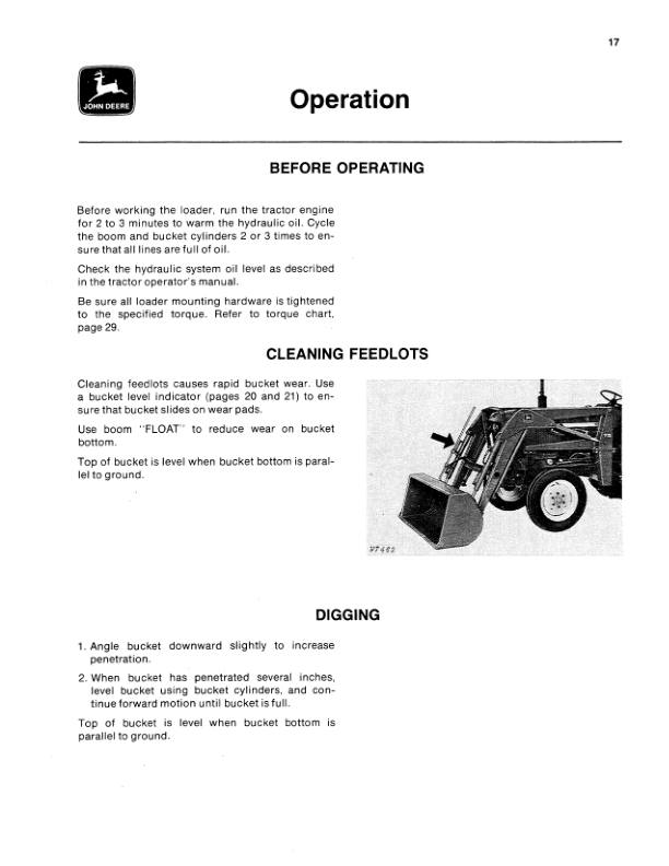 John Deere 75 Loader Operator’s Manual (OMW21459) Workshop Guide