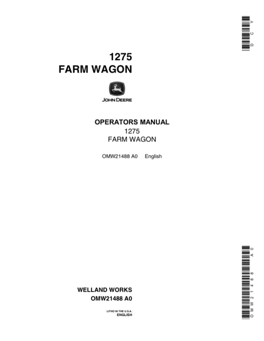 John Deere 1275 Farm Wagon Operator’s Manual (OMW21488) Workshop Guide