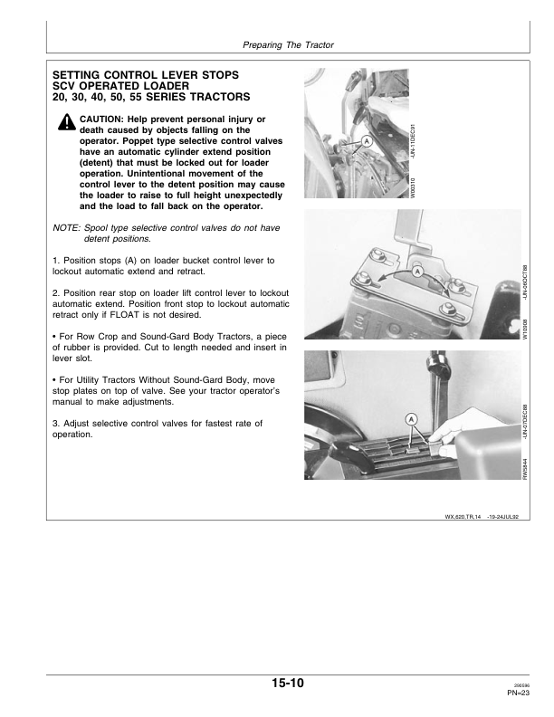 John Deere 620, 720 & 725 Loaders Operator’s Manual (OMW43427) Workshop Guide