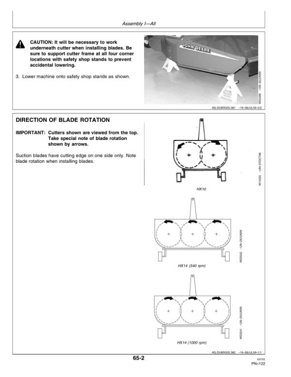 John Deere HX10 & HX14 Rotary Cutters North America (000000-005000) Operator’s Manual (OMW45017) Workshop Guide