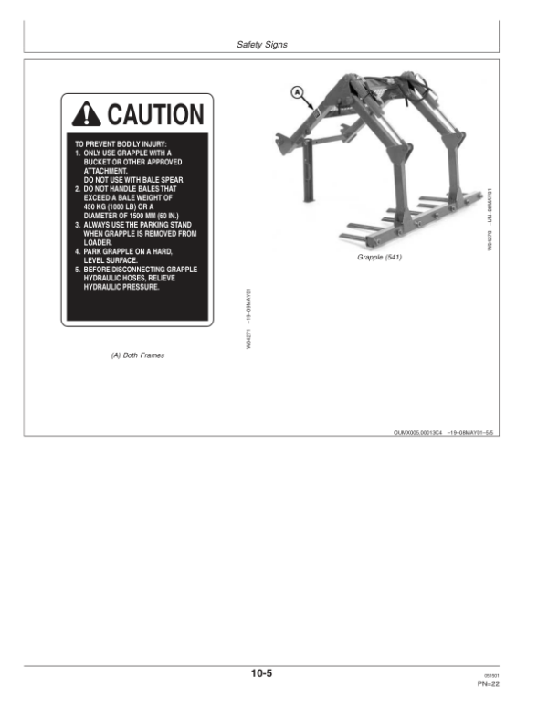 John Deere 521 & 541 Loaders Operator’s Manual (OMW47578) Workshop Guide