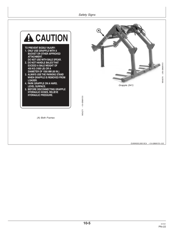 John Deere 521 & 541 Loaders Operator’s Manual (OMW47578) Workshop Guide
