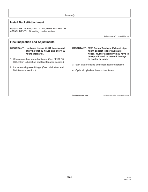 John Deere 522 & 542 Loaders Operator’s Manual (OMW50413) Workshop Guide