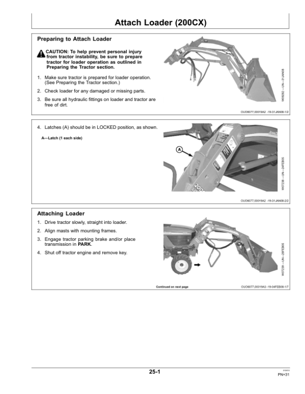 John Deere 200X & 200CX Loaders Operator’s Manual (OMW54456) Workshop Guide