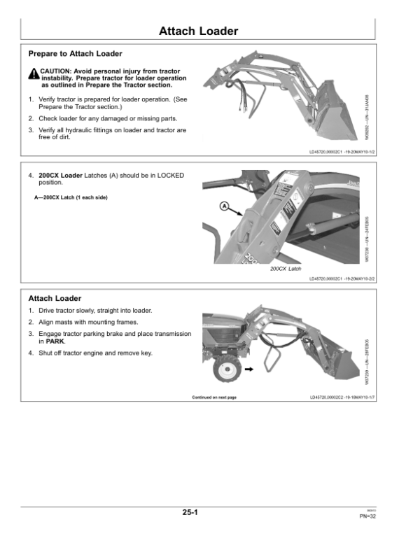 John Deere 200X & 200CX Loaders Operator’s Manual (OMW54846) Workshop Guide