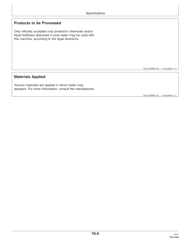 John Deere 632 & 638 Trailed Crop Sprayers Operator’s Manual (OMWZ63201) Workshop Guide