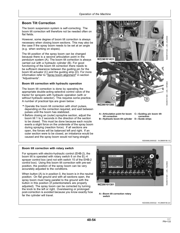 John Deere 832 & 840 Trailed Crop Sprayers with EL-4 Control Unit Operator’s Manual (OMWZW13224) Workshop Guide