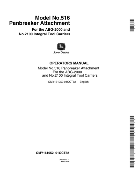 John Deere 516 Panbreaker Operator’s Manual (OMY161052) Workshop Guide