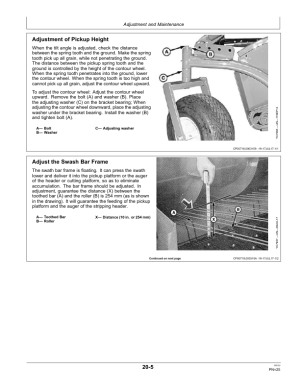 John Deere 212P Belt Pickup with Platform Operator’s Manual (OMYC20485) Workshop Guide
