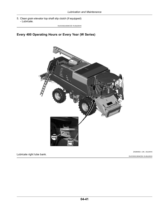 John Deere W540, W550, W650, W660, T550, T560, T660, T670, and HillMaster™ Combines Operator’s Manual (OMZ201410) Workshop Guide