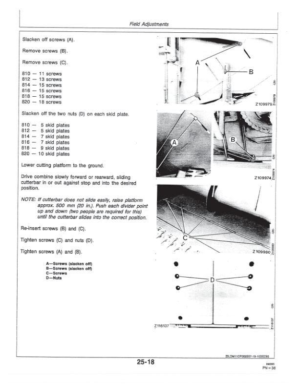 John Deere 800 Series Cutting Platforms for 1100 Series Combines Operator’s Manual (OMZ91911) Workshop Guide