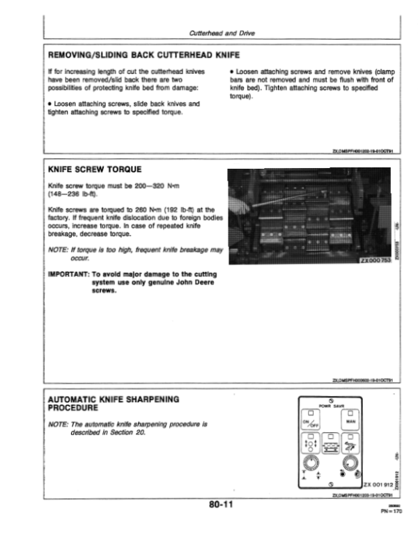 John Deere 6610, 6710, 6810 & 6910 Self-Propelled Forage Harvesters Operator’s Manual (OMZ92145) Workshop Guide