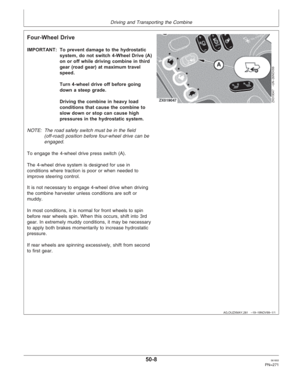 John Deere CTS Combines Operator’s Manual (OMZ92823) Workshop Guide