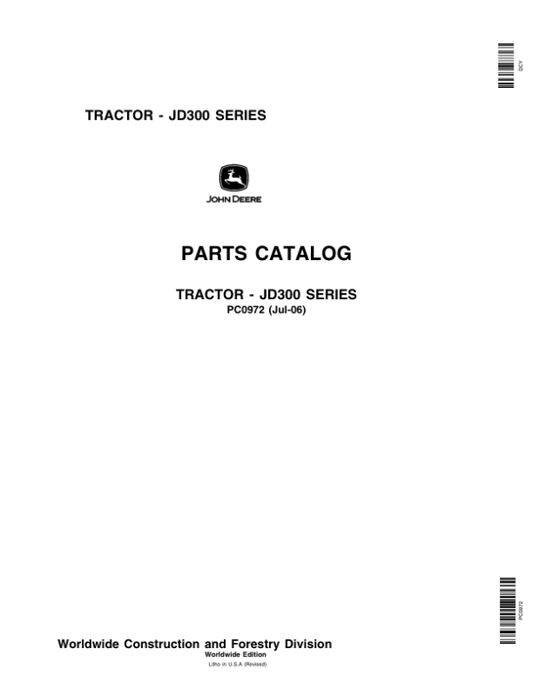 John Deere 300 Tractors Parts Catalog Manual – PC0972 Workshop Guide