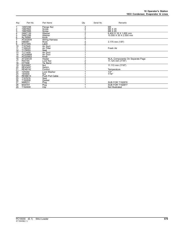 John Deere 644J Loaders (SN 611232-) Parts Catalog Manual – PC10030 Workshop Guide