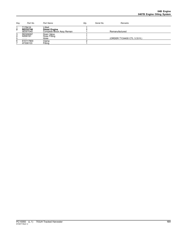 John Deere 703JH Tracked Feller Bunchers (SN C220452-) Parts Catalog Manual – PC10050 Workshop Guide