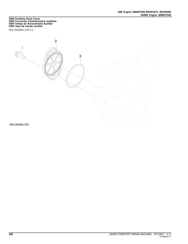 John Deere 2454D Swing Machines (SN D240001-D240324) Parts Catalog Manual – PC10051 Workshop Guide