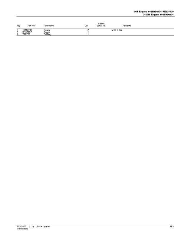 John Deere 544K Loaders (SN -642664) Parts Catalog Manual – PC10057 Workshop Guide